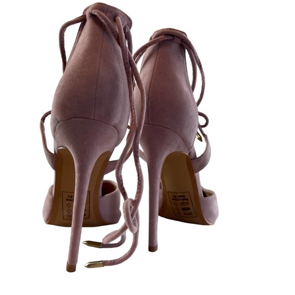 Lulu's women's size 8 1/2 pink stilleto heels w ankle ties night out formal 76 - Picture 4 of 13